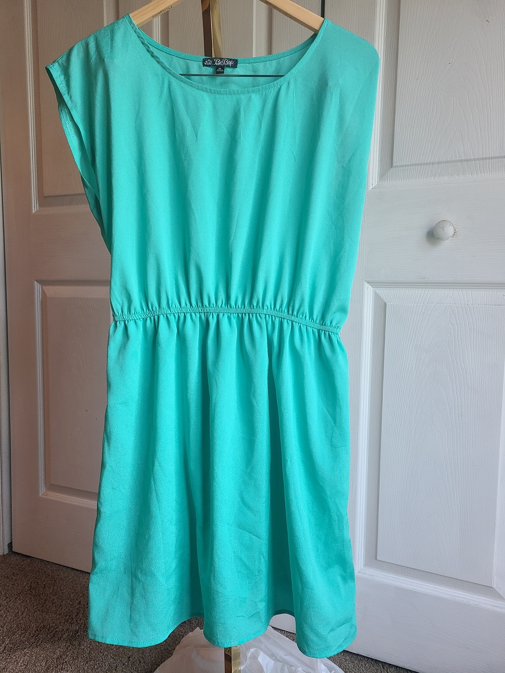 BeBop Aqua Sleeveless Elastic-Waist Mini Dress